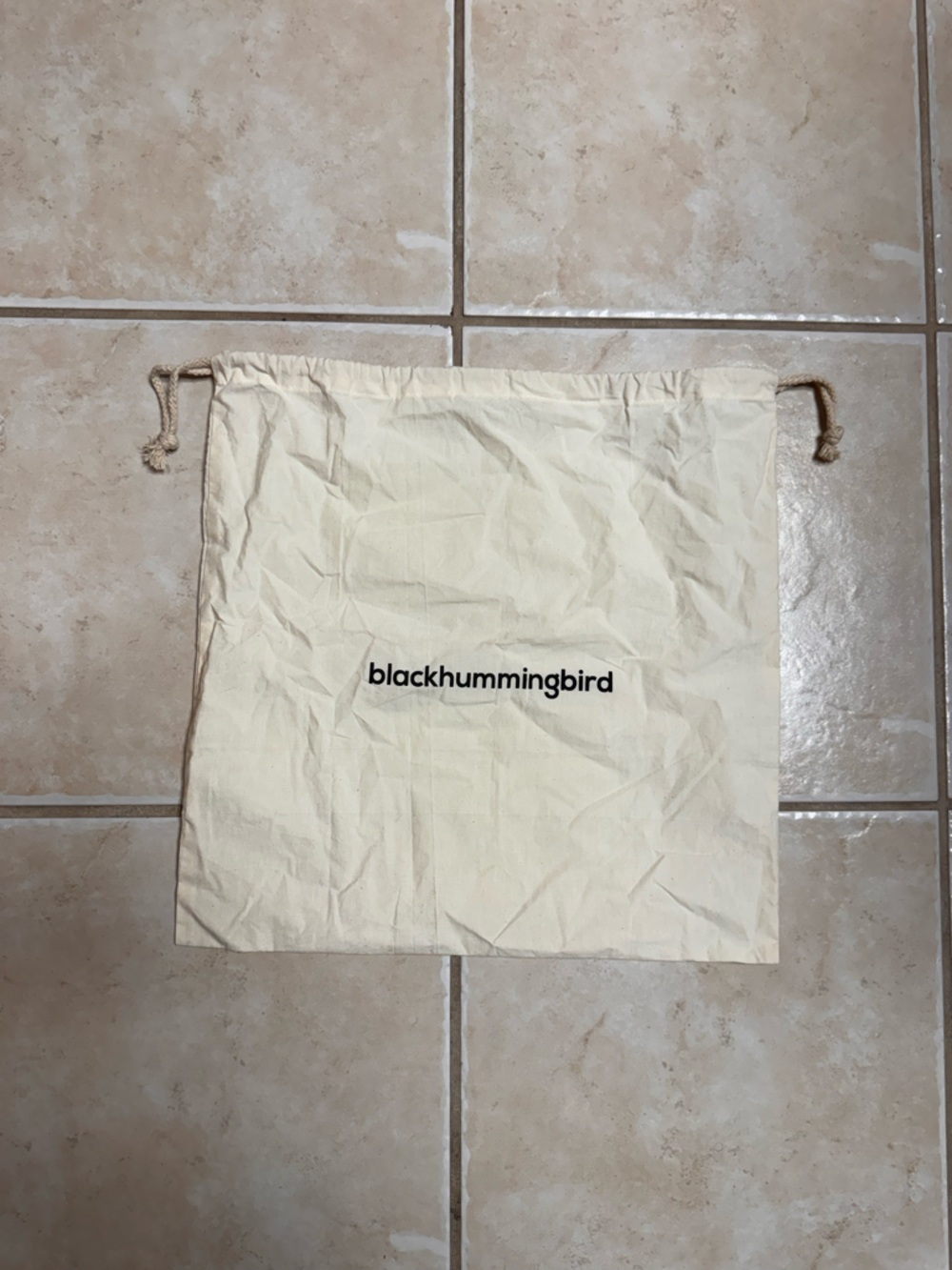 BlackHummingbird Cream Canvas Drawstring Dust Bag with Black Logo